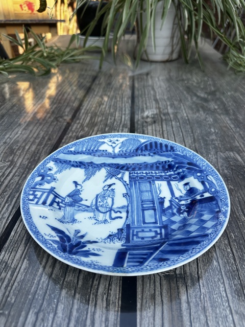 古玩陶瓷康熙精品聽琴圖青花盤拍賣,當前價格2777元