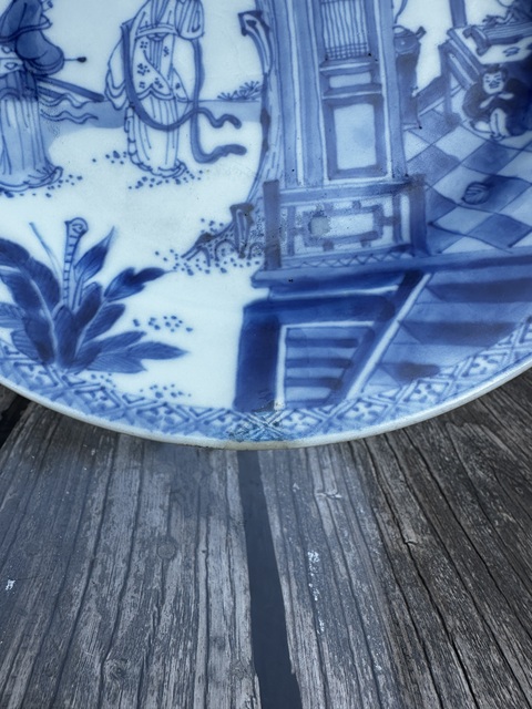 古玩陶瓷康熙精品聽琴圖青花盤拍賣,當前價格2777元