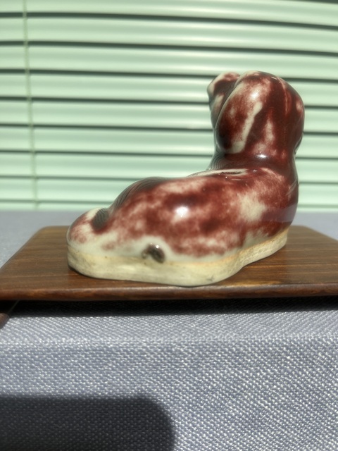 古玩陶瓷紅釉動物形水盂拍賣,當前價格8500元