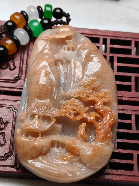 古玩玉器山水精雕玉墜(帶鑒定證書)拍賣,當前價格680元