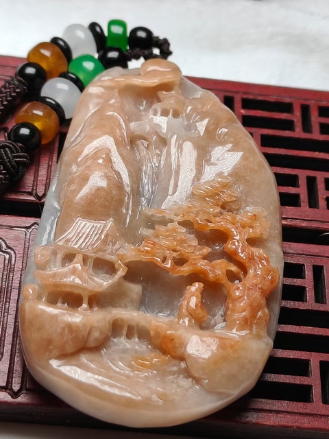 古玩玉器山水精雕玉墜(帶鑒定證書)拍賣,當前價格680元