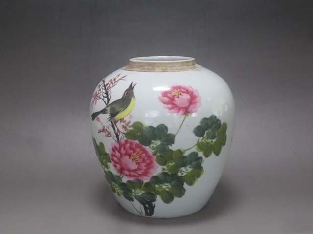 古玩陶瓷花鳥紋罐拍賣,當前價格950元