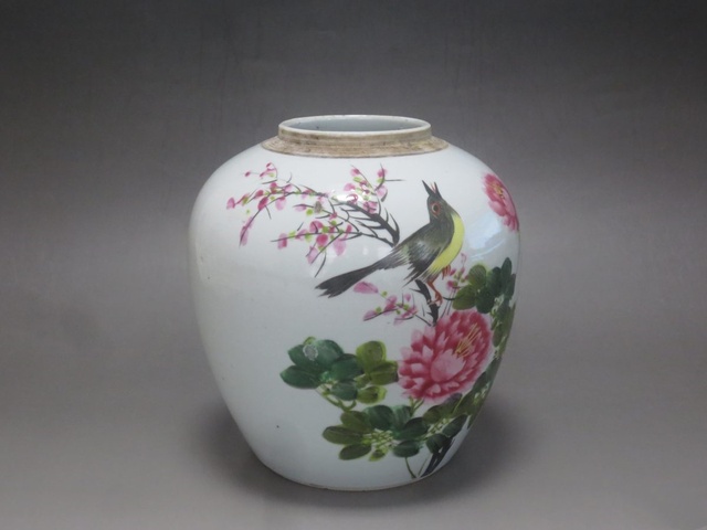 古玩陶瓷花鳥紋罐拍賣,當前價格950元