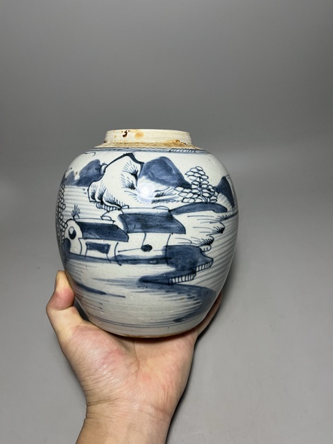 古玩陶瓷青花山水人物紋罐拍賣,當前價格0元