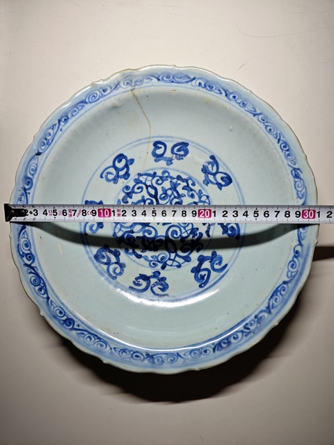 古玩陶瓷明空白期青花花卉紋葵口盤拍賣,當前價格6789元