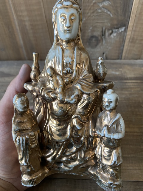 古玩陶瓷晚清鎏金釉觀音造像拍賣，當前價格2800元