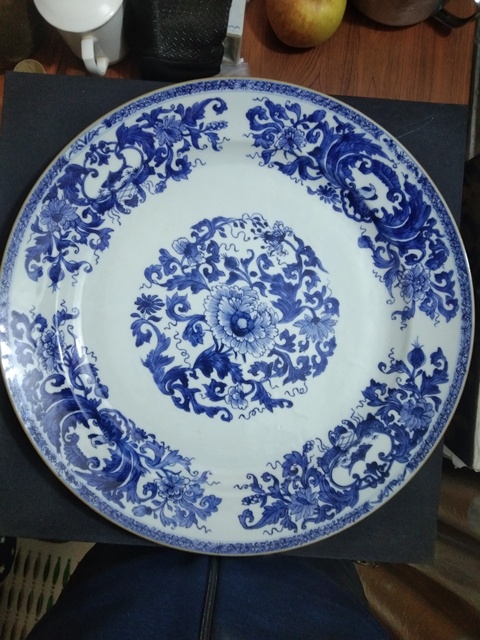 古玩陶瓷【41cm】清康熙青花花卉紋盤拍賣，當前價格12888元