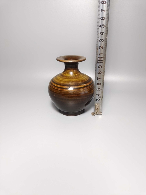 古玩陶瓷元末明初醬釉撇口壺拍賣，當前價格1600元