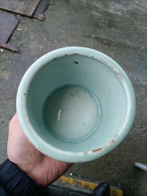 古玩陶瓷豆青釉刻花三足爐拍賣，當前價格1100元