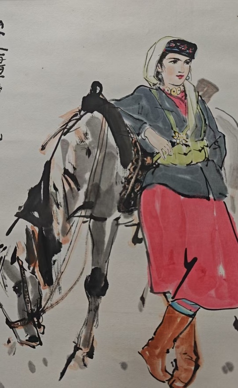 古玩字畫中美協會員海寧美協副主席朱自謙邊疆美拍賣，當前價格2888元