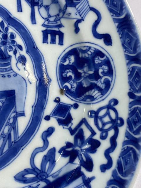 古玩陶瓷（虧出，不議價）清康熙博古紋嬰戲圖青花折沿盤拍賣，當前價格1600元