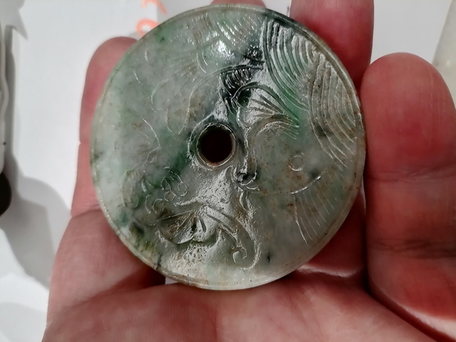 古玩玉器翡翠雕“魚化龍璧”拍賣,當前價格800元