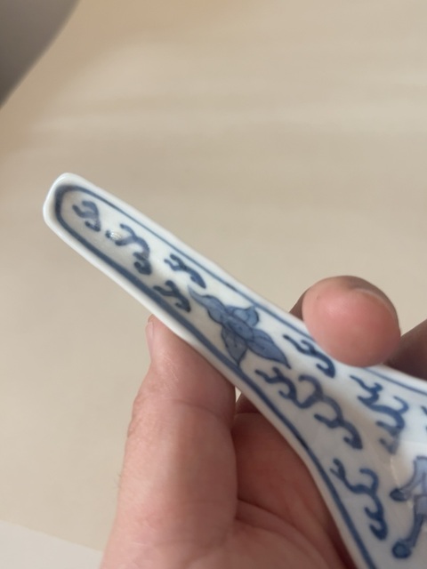 古玩陶瓷青花海水海八怪紋勺子一對拍賣,當前價格1288元