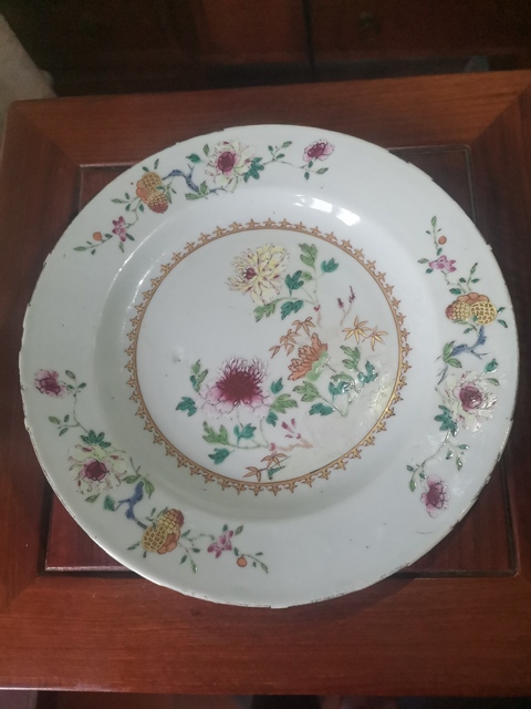 古玩陶瓷粉彩盤拍賣，當前價格980元