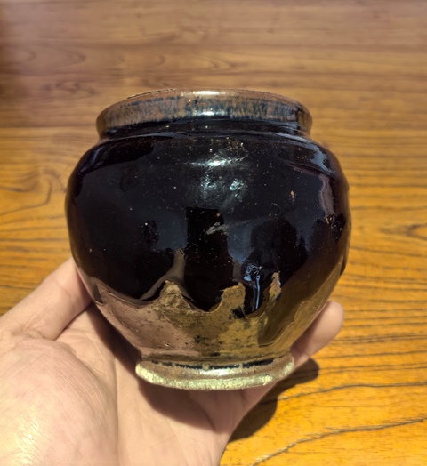古玩陶瓷明黑釉茶入（原蓋）860拍賣，當前價格860元