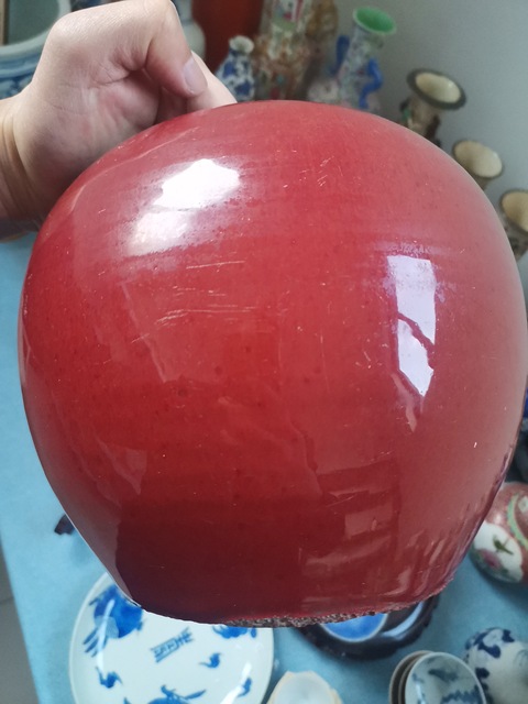 古玩陶瓷清乾隆時期紅釉蓋罐拍賣,當前價格2680元