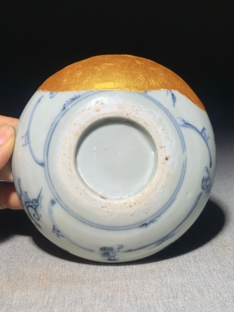 古玩陶瓷明中·青花人物故事紋洗真品鑒賞圖