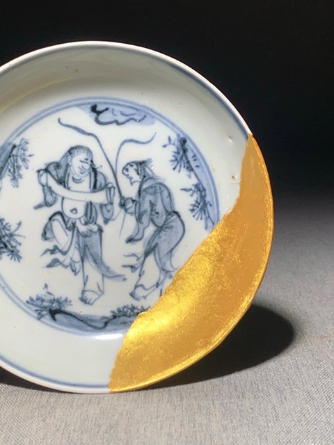 古玩陶瓷明中·青花人物故事紋洗真品鑒賞圖