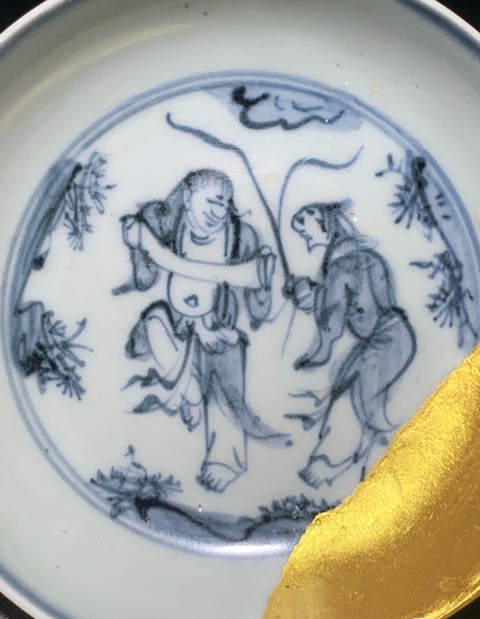 古玩陶瓷明中·青花人物故事紋洗真品鑒賞圖