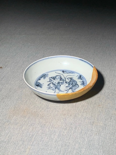 古玩陶瓷明中·青花人物故事紋洗真品鑒賞圖
