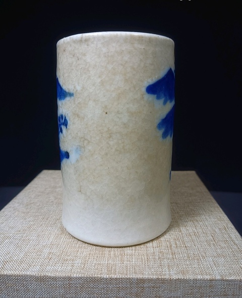 古玩陶瓷晚清哥釉青花山水筆筒文房器路份高品相如圖器身開片非常漂亮拍賣,當前價格1698元