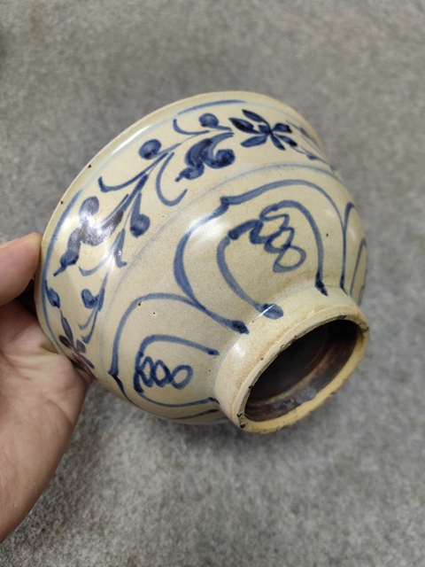 古玩陶瓷明早期—青花折枝花卉紋碗拍賣，當前價格788元
