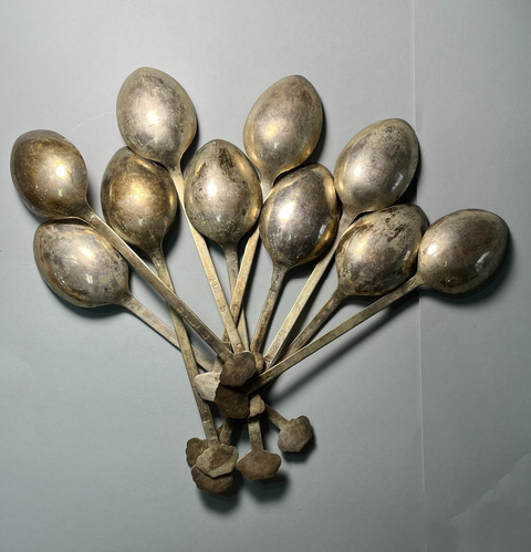 古玩雜項寶慶銀樓 鎏金銀勺 銀調羹拍賣，當前價格7088元