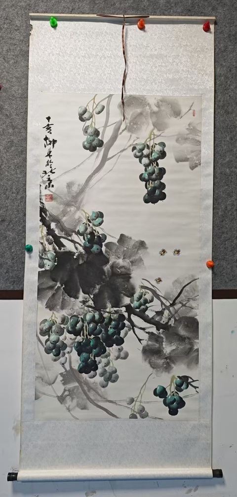 古玩字畫國畫大師郭石夫弟子中美協會員柳林葡萄拍賣,當前價格699元