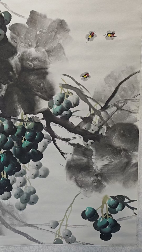 古玩字畫國畫大師郭石夫弟子中美協會員柳林葡萄拍賣,當前價格699元