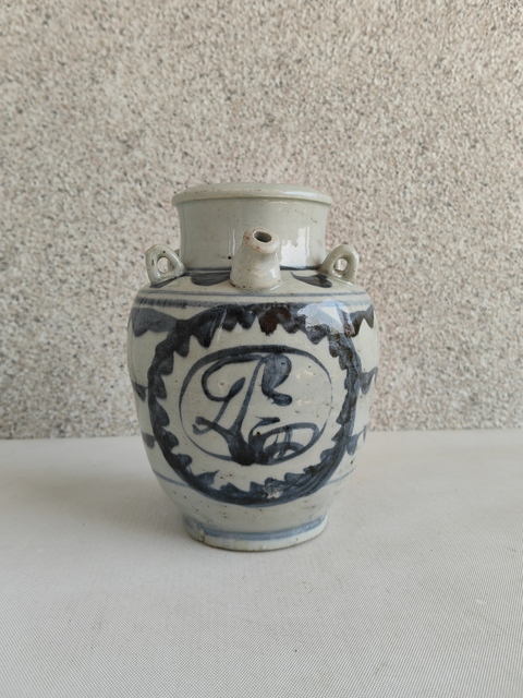 古玩陶瓷吉語紋青花四系壺拍賣,當前價格450元