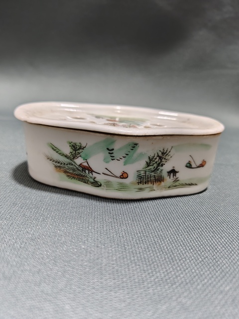古玩陶瓷淺絳彩山水人物紋蛐蛐罐拍賣,當前價格1200元