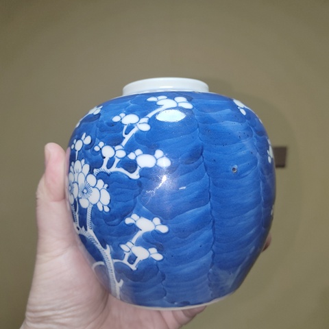 古玩陶瓷青花冰梅圖茶葉罐拍賣，當前價格880元