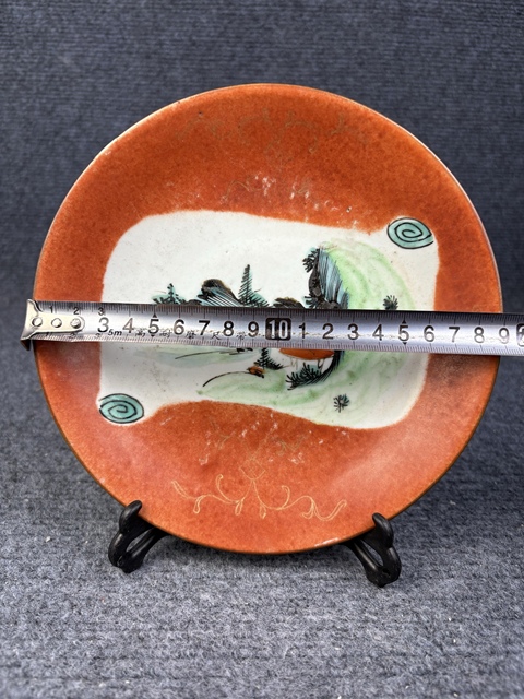 古玩陶瓷嘉慶·**紅釉開窗山水紋盤拍賣,當前價格2999元