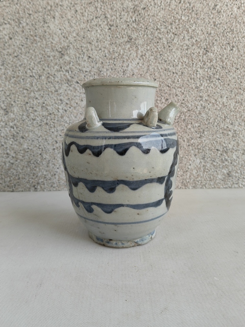 古玩陶瓷吉語紋青花四系壺拍賣,當前價格450元