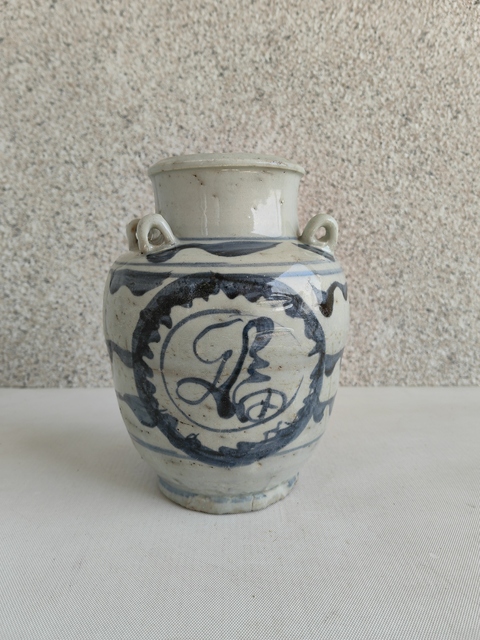 古玩陶瓷吉語紋青花四系壺拍賣,當前價格450元