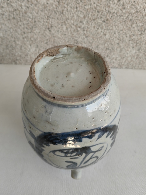 古玩陶瓷吉語紋青花四系壺拍賣,當前價格450元