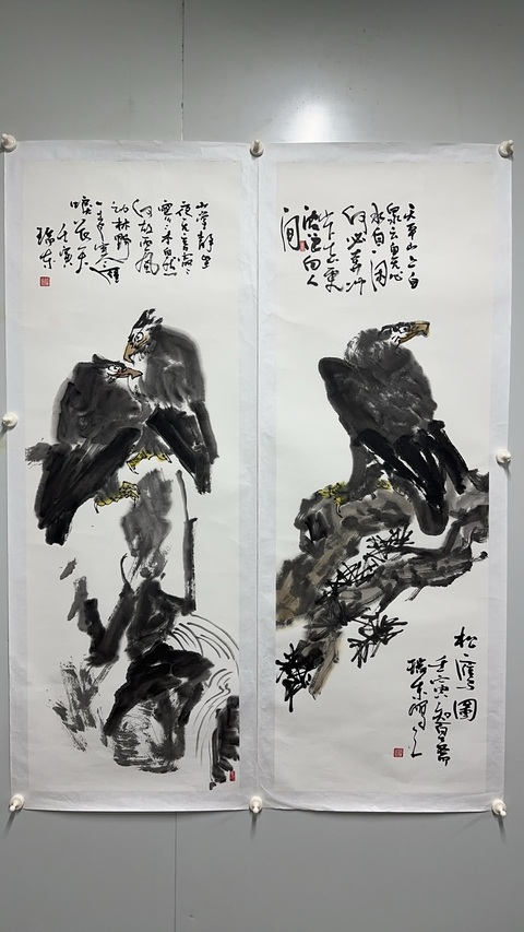 古玩字畫松鷹圖拍賣,當(dāng)前價(jià)格2000元
