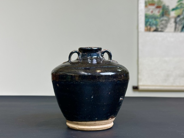 明代，磁州窯，黑釉雙系梅瓶拍賣，當前價格580元