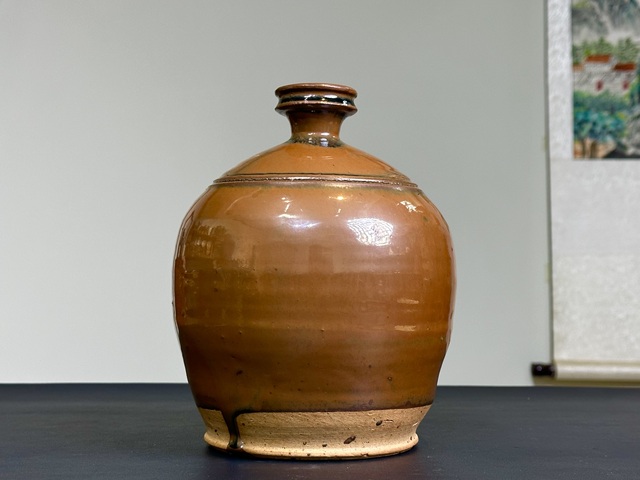 古玩陶瓷明代,磁州窯,紫金釉梅瓶拍賣,當前價格5500元