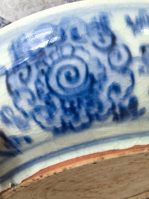 古玩陶瓷明中·青花花鳥紋大盤  真品鑒賞圖