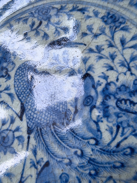 古玩陶瓷明中·青花花鳥紋大盤  真品鑒賞圖