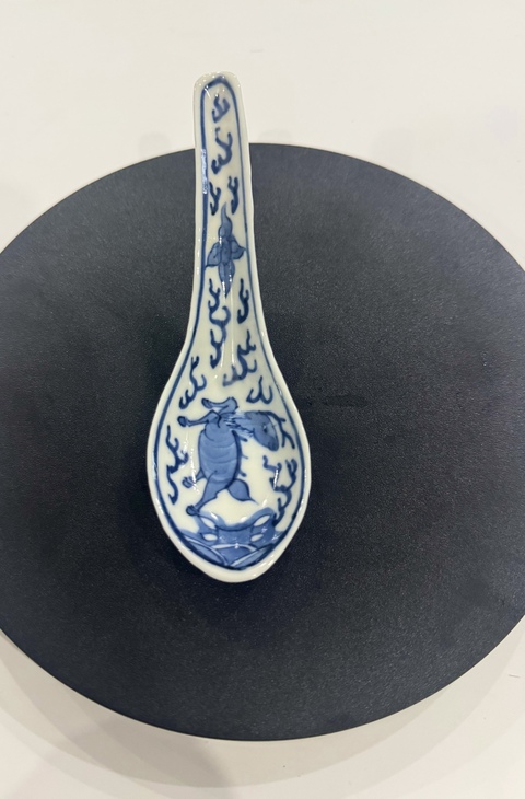 古玩陶瓷青花海水海八怪紋勺子一對拍賣,當前價格1288元