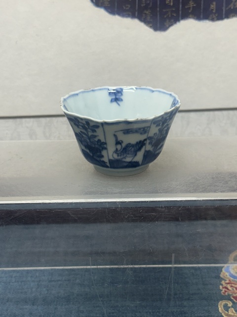 古玩陶瓷清康熙精品六方花卉鶴紋青花杯拍賣，當前價格1100元