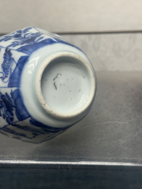 古玩陶瓷清康熙精品六方花卉鶴紋青花杯拍賣，當前價格1100元