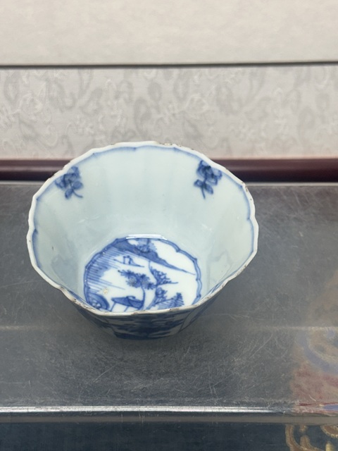 古玩陶瓷清康熙精品六方花卉鶴紋青花杯拍賣，當前價格1100元