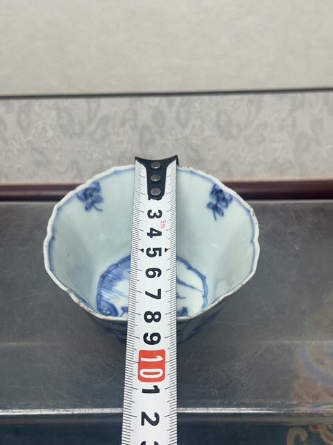 古玩陶瓷清康熙精品六方花卉鶴紋青花杯拍賣，當前價格1100元