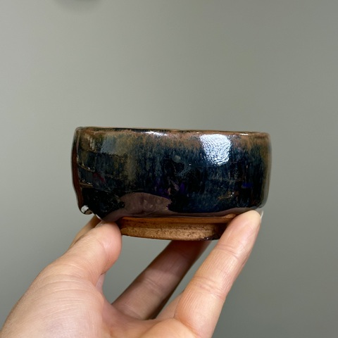 古玩陶瓷明代，磁州窯，窯變黑釉羅漢杯拍賣，當前價格388元