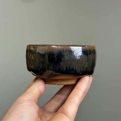古玩陶瓷明代，磁州窯，窯變黑釉羅漢杯拍賣，當前價格388元