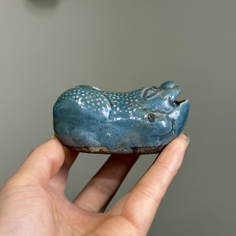 古玩陶瓷清代,磁州窯、藍釉金蟾水滴拍賣,當前價格1800元