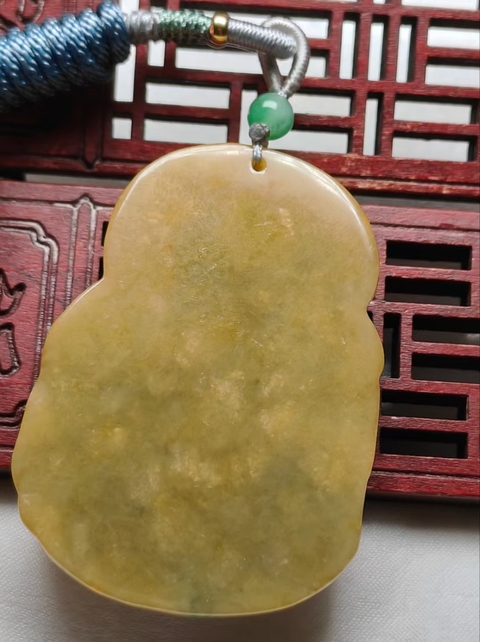 古玩玉器(特價)天然翡翠財神題材掛件(帶翡翠鑒定證書)拍賣，當前價格880元